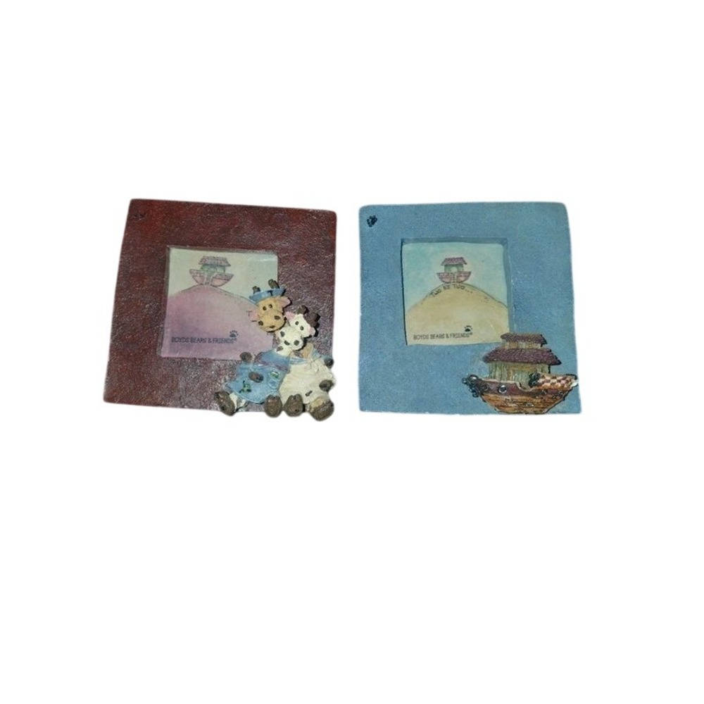 Boyds Bears & Friends Noahs Ark Picture Frame Set Giraffes 3D Resin Vintage 2000